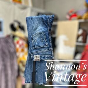 True Religion Joey Girls Sz 16 Bejeweled High Rise Flare Jeans A36